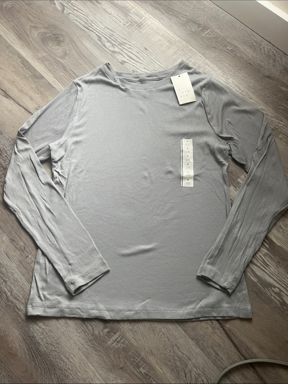 a new day Heather Gray Long-Sleeve Crew Tee ribbed texture